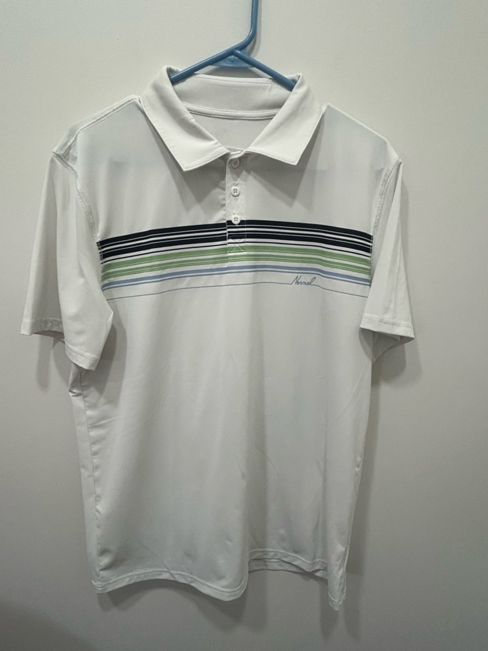 The Normal Brand Polo Performance Men’s Medium White Stripe Short Sleeve Golf
